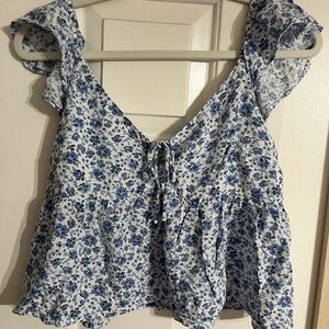 Hollister Blue Floral Blouse
